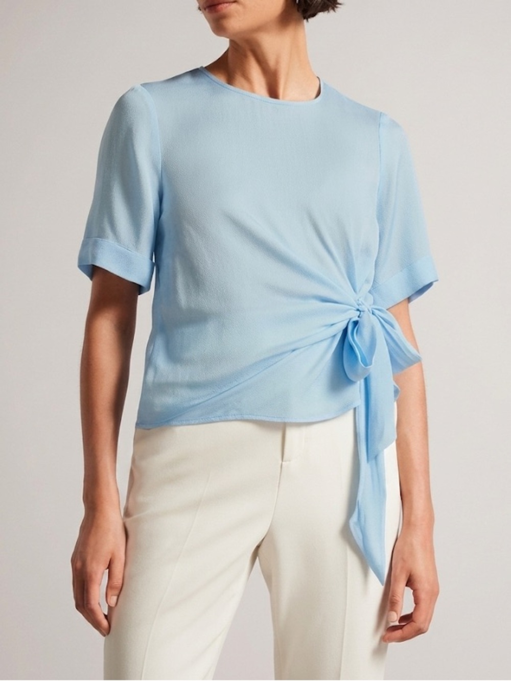Ted Baker Blouse Thaliya Side Tie Size Small Pastel Blue